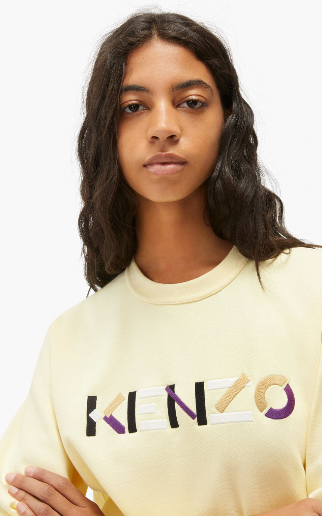 Kenzo Logo Sweatshirt Bayan Krema | 7130-FIANU